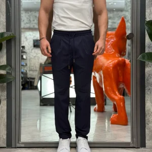 PANTALACCIO IN LEGGERO TESSUTO TECNICO ELASTICIZZATO NO STIRO - COMFORT FIT GL3010TR-S26.BLU