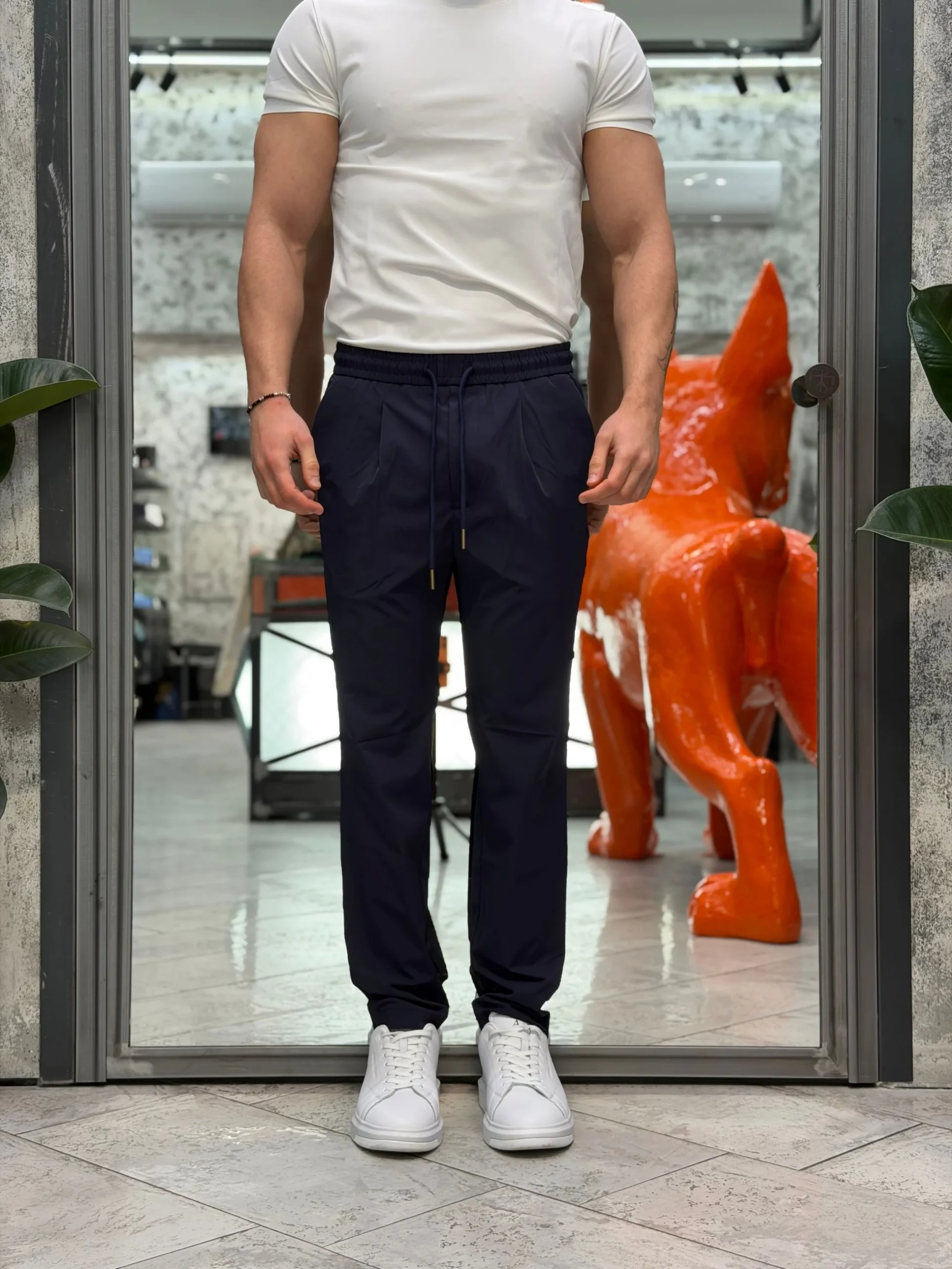 PANTALACCIO IN LEGGERO TESSUTO TECNICO ELASTICIZZATO NO STIRO - COMFORT FIT GL3010TR-S26.BLU - immagine 2