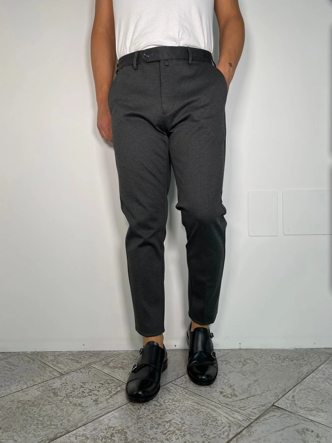 PANTALONE DA COMPLETO IN TESSUTO PUNTO MILANO ELASTICIZZATO - REGULAR FIT - immagine 3