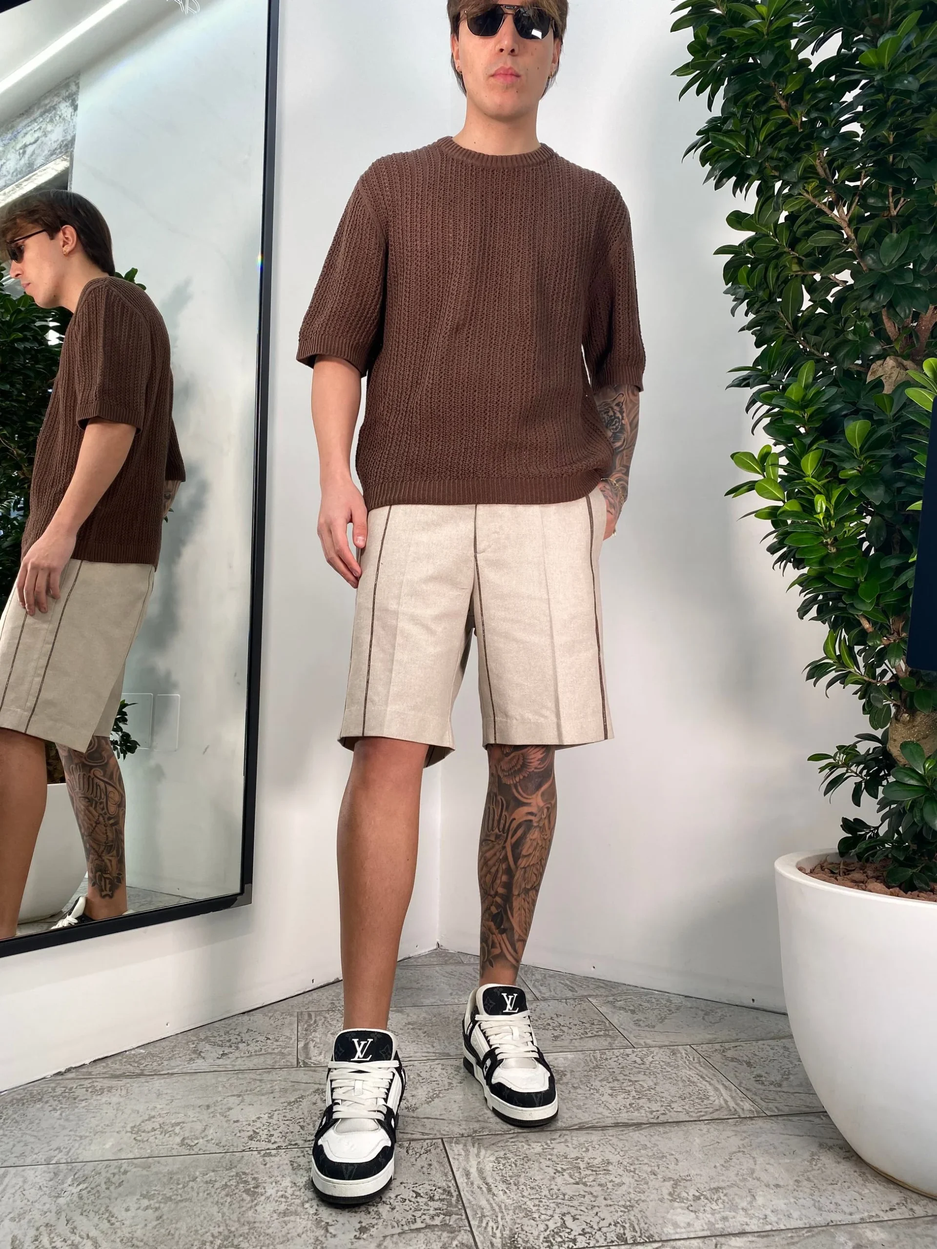 MAGLIA GIROCOLLO MEZZA MANICA RICAMATA A RETE - OVER FIT MA3209.MOR - immagine 9