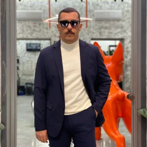 GIACCA MONOPETTO DA COMPLETO IN TESSUTO TECNICO ELASTICIZZATO SUPER COMFORT - REGULAR FIT GAI1062SS.BLU