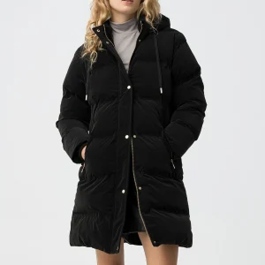 PIUMINO LUNGO CRANK CON CAPPUCCIO E CERNIERA DORATA - REGULAR FIT 10062010.NER