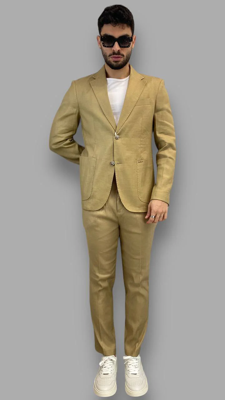 PANTALONE DA ABITO IN MISTO LINO ELASTICIZZATO TASCA AMERICA - REGULAR FIT - immagine 5