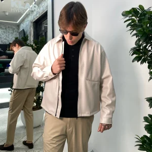 GIUBBINO CROPPED IN ECOPELLE CON COLLO CAMICIA ZG93.CRE