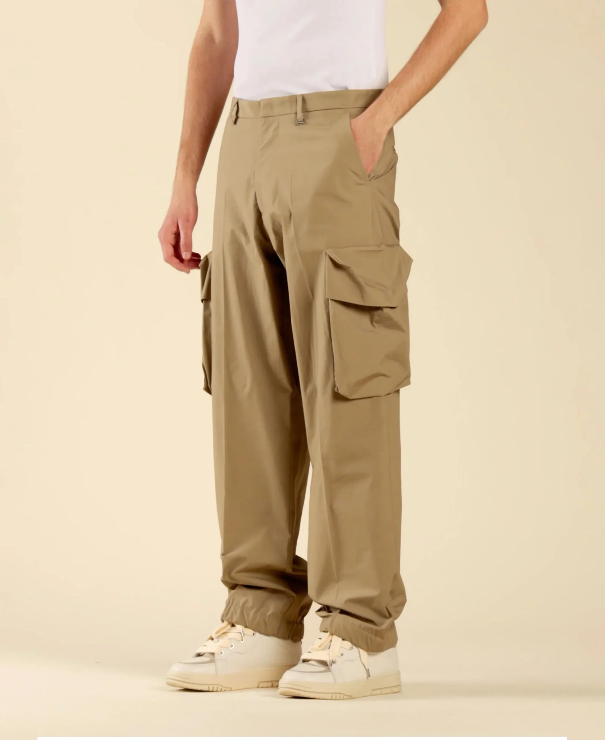 PANTALONE CARGO IN COTONE FONDO AMPIO CON ELASTICO E TASCONI - RELAXED FIT PA3252 - immagine 2