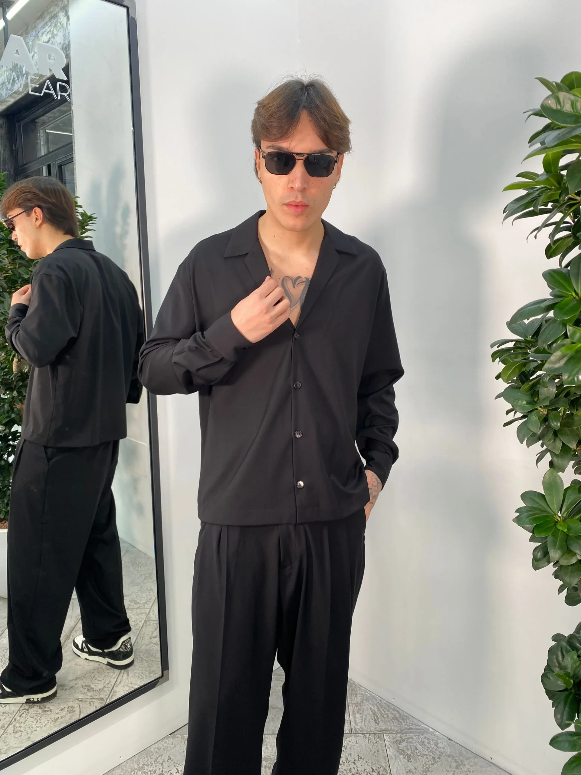 GIACCA CAMICIA IN POLIVISCOSA CON COLLO BOWLING - REGULAR FIT CA3286.NER - immagine 2