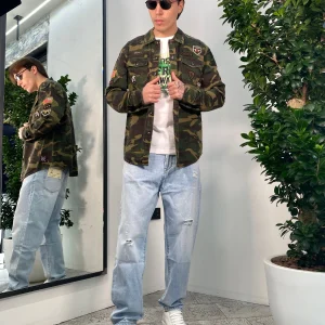 OVERSHIRT MILITARE CON PATCH E ABRASIONI GL333R