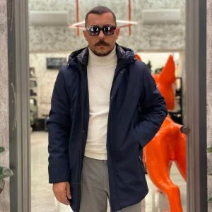 PARKA LUNGO CON CAPPUCCIO IN TESSUTO TECNICO WATERPROOF & WINDPROOF - REGULAR FIT MK24007-F25.BLU