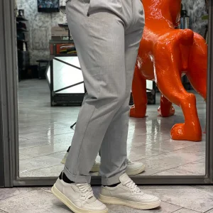 PANTALONE DA COMPLETO CON PINCE IN FLANELLA PETTINATA - REGULAR FIT MK9950136.GRI