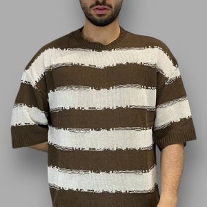 T-SHIRT IN FILO RIGHE ORIZZONTALI EFFETTO SFILACCIATO - OVERSIZE FIT