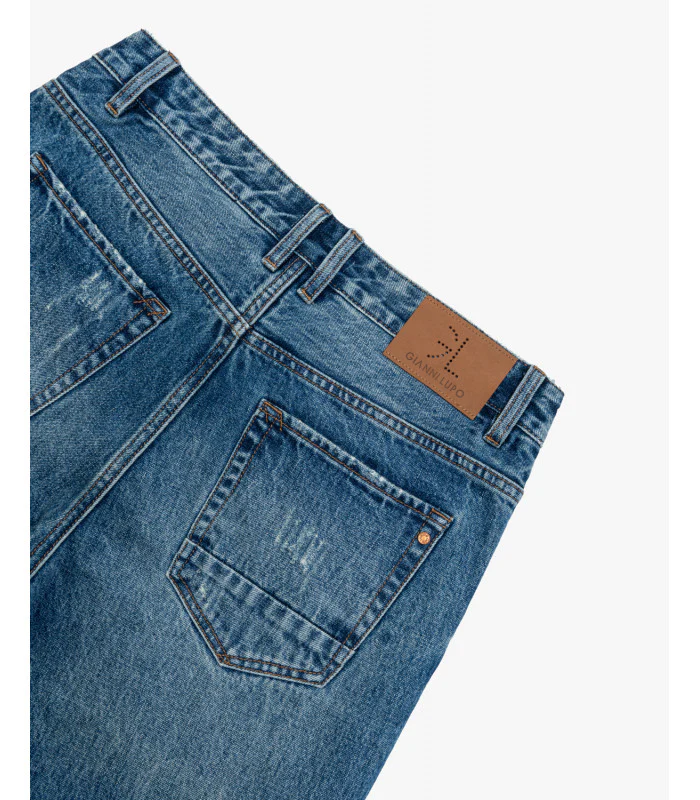 JEANS ALEX VINTAGE WASH CON STRAPPI E RIVETTI E BOTTONI A CONTRASTO - STRAIGHT FIT GL6366Q - immagine 8