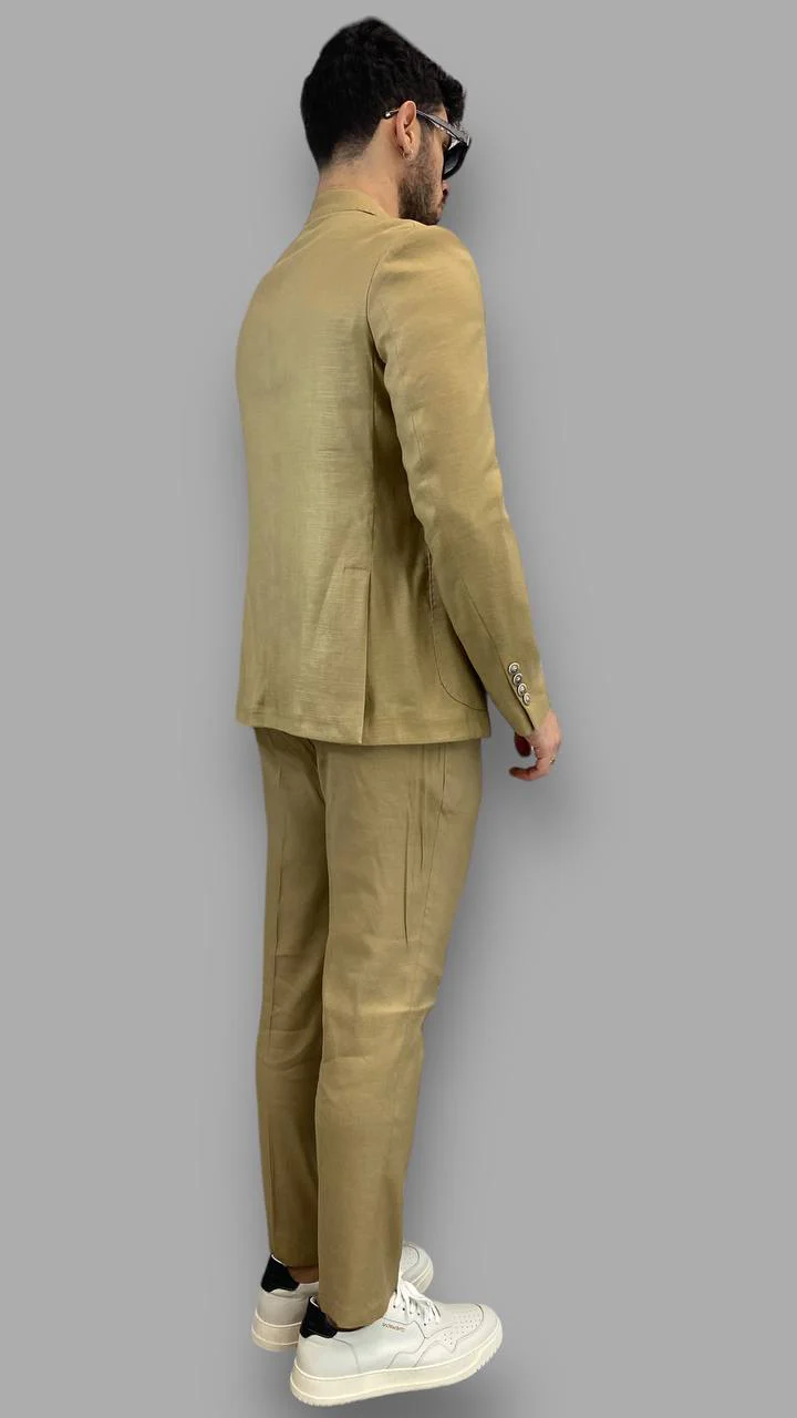 PANTALONE DA ABITO IN MISTO LINO ELASTICIZZATO TASCA AMERICA - REGULAR FIT - immagine 7