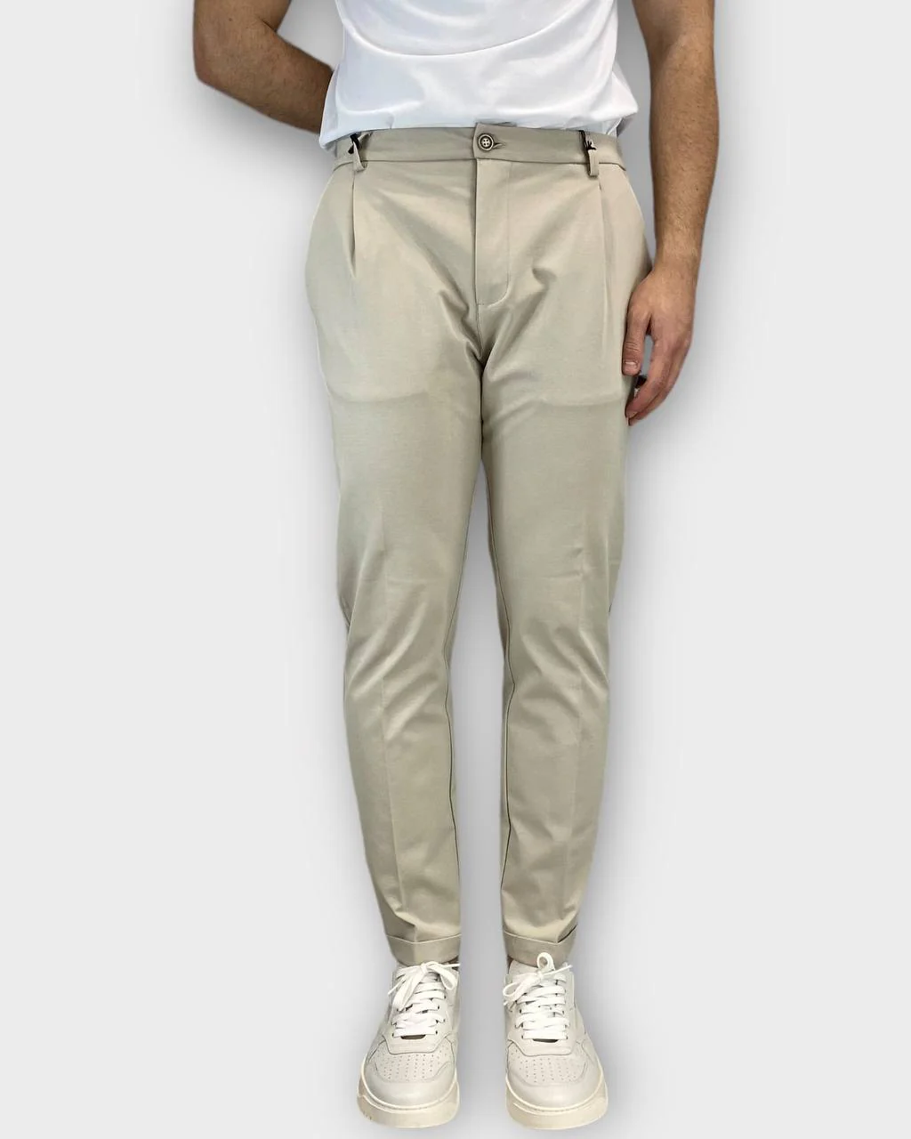 PANTALONE DA ABITO IN TESSUTO PUNTO MILANO ELASTICIZZATO, TASCA AMERICA - SLIM FIT - immagine 2