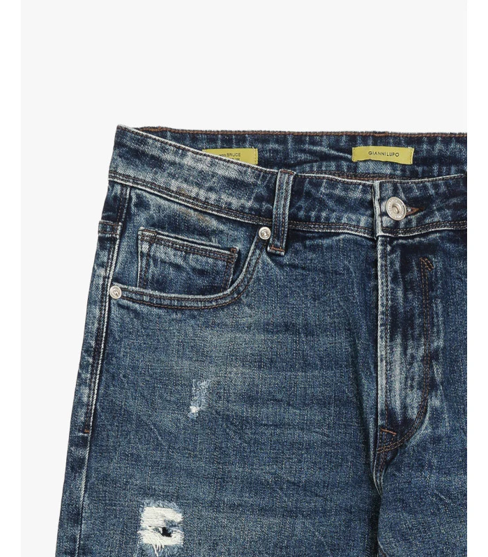 JEANS BRUCE IN TELA ELASTICIZZATA LAVAGGIO MEDIO CON STRAPPI - REGULAR/SLIM FIT GL6385Q - immagine 8