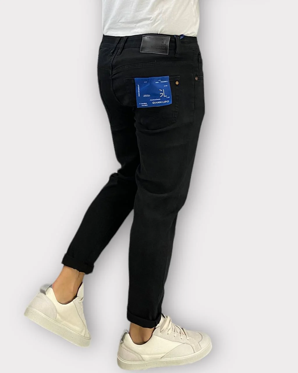 PANTALONE 5 TASCHE IN COTONE ELASTICIZZATO IN TELA DENIM - CARROT FIT - immagine 4