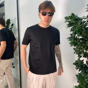 T-SHIRT BASIC IN LEGGERISSIMO E PREGIATO FILO DI SCOZIA - REGULAR FIT FD299 - MA312.NER