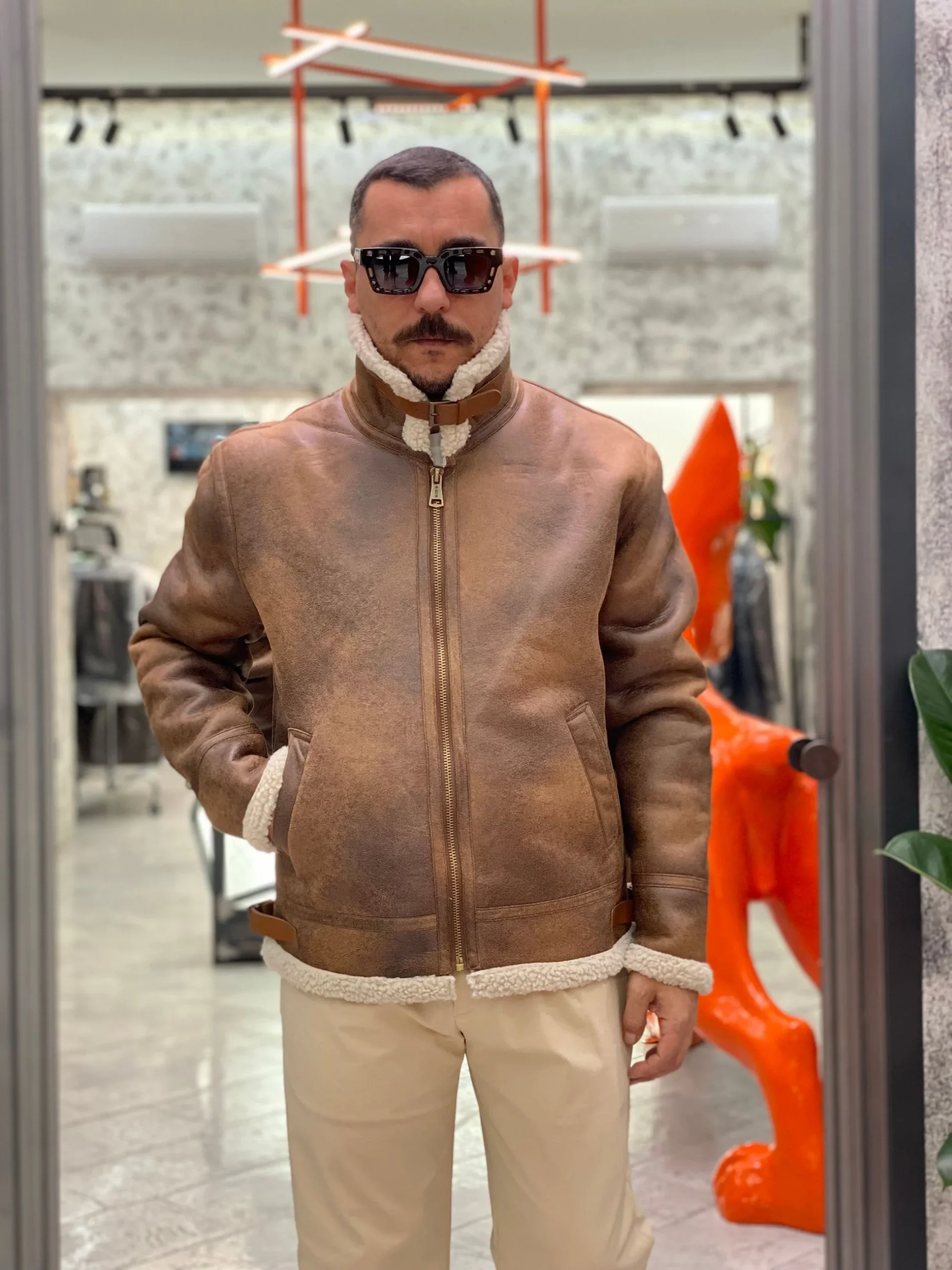 ECOMONTONE MODELLO AVIATOR CON COLLETTO, ORLO ED INTERNO IN PELLICCIA SINTETICA - REGULAR FIT M25228630 - immagine 6