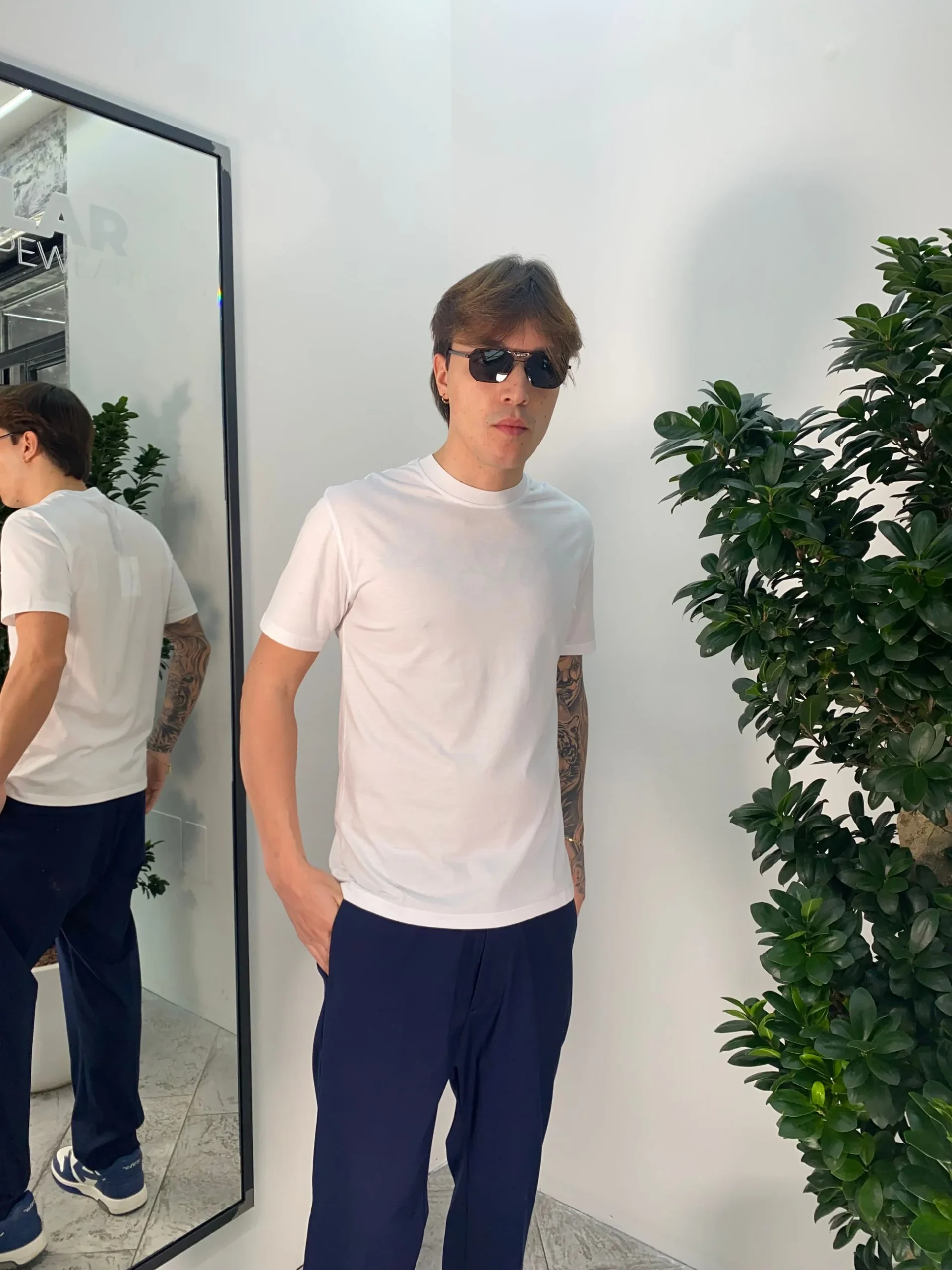 T-SHIRT MERCERIZZATA CON INIZIALI DEL LOGO RICAMATE DIETRO AL COLLO - REGULAR FIT TS3330.BIA - immagine 2