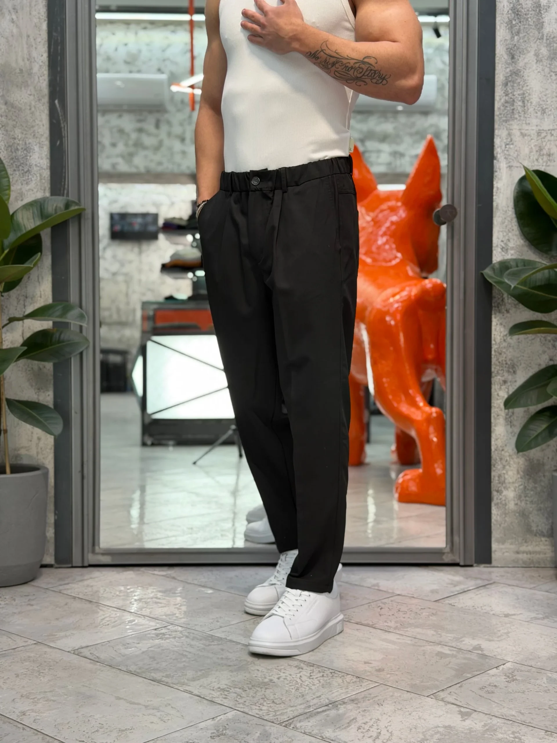 PANTALONE DA COMPLETO TASCA AMERICA CON COULISSE IN VITA - COMFORT FIT GL004LT.NER - immagine 2