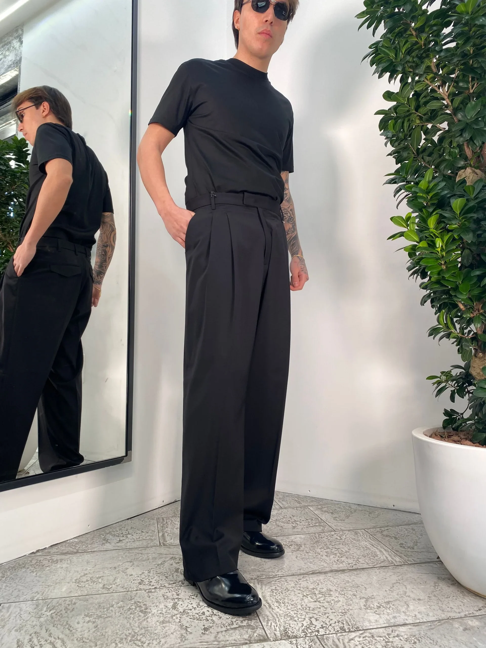 PANTALONE DA COORDINATO FONDO AMPIO CON DOPPIA PINCE - RELAXED FIT PA3261.NER - immagine 2