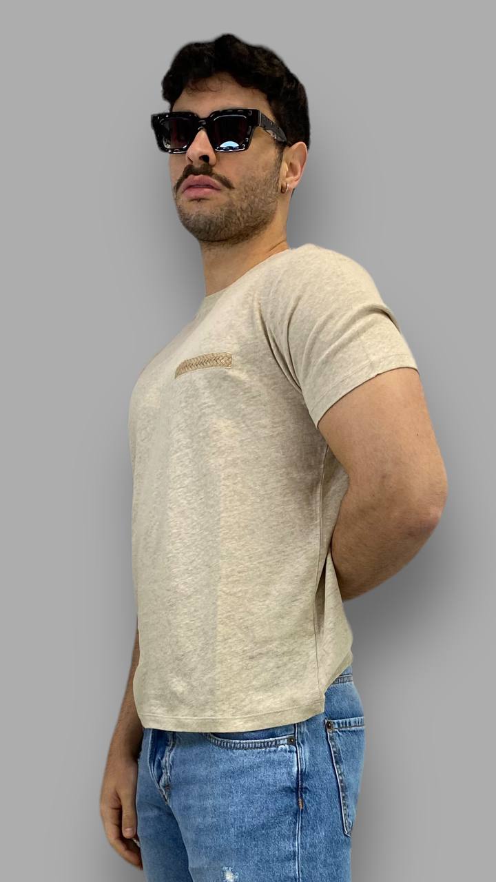 T-SHIRT IN 100% LINO CON FINTO TASCHINO IN CORDA - REGULAR FIT - immagine 6