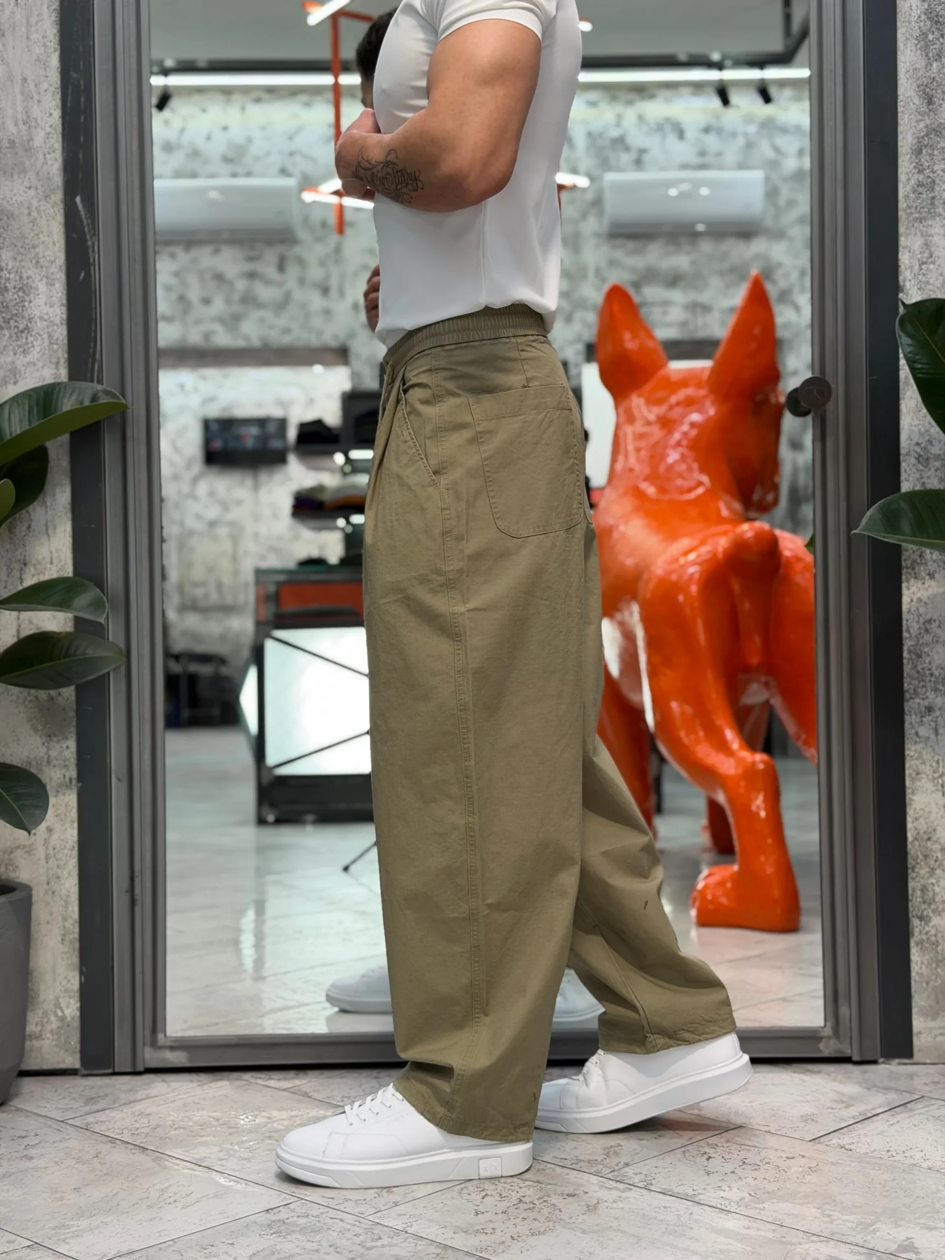 PANTALACCIO IN 100% COTONE MODELLO JAPAN CON PINCE (LACCETTO REGOLABILE AL FONDO) - OVER FIT GLW081G - immagine 4