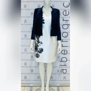 Completo tubino con motivo floreale e giacca in raso