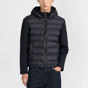 GIUBBINO GUNN CON CAPPUCCIO IN TESSUTO COMBINATO SCUBA-BONDED ELASTICIZZATO - COMFORT FIT CN.G225326.BLU