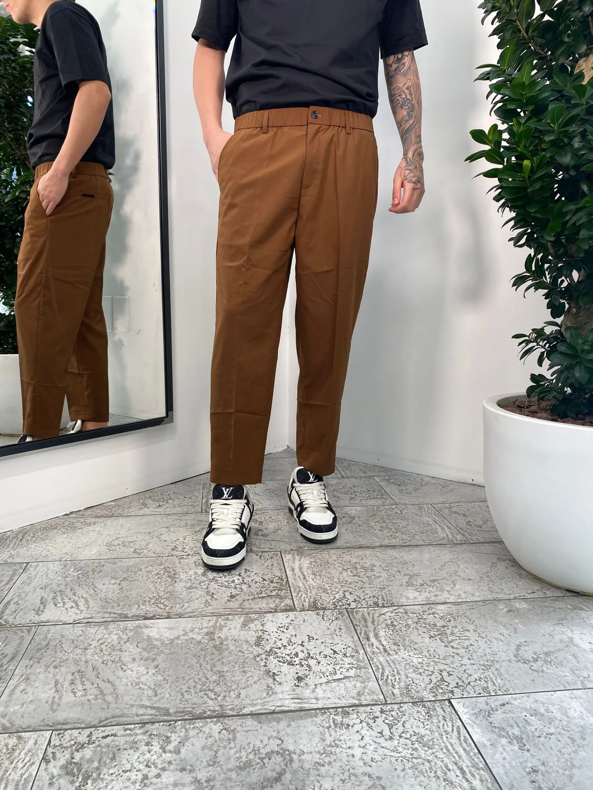 PANTALONE WIDE LEG CON TASCA AMERICA E PINCE LUNGA - COULISSE IN VITA - RELAXED FIT GLW019G-S25.TAB - immagine 2