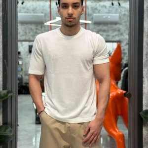 MAGLIA GIROCOLLO IN FILO MANICA CORTA - REGULAR FIT GL35344.BIA