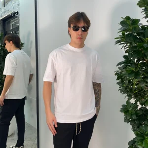 T-SHIRT BASIC IN 100% JERSEY DI COTONE - SEMI OVER FIT GLW2256F-S25.BIA