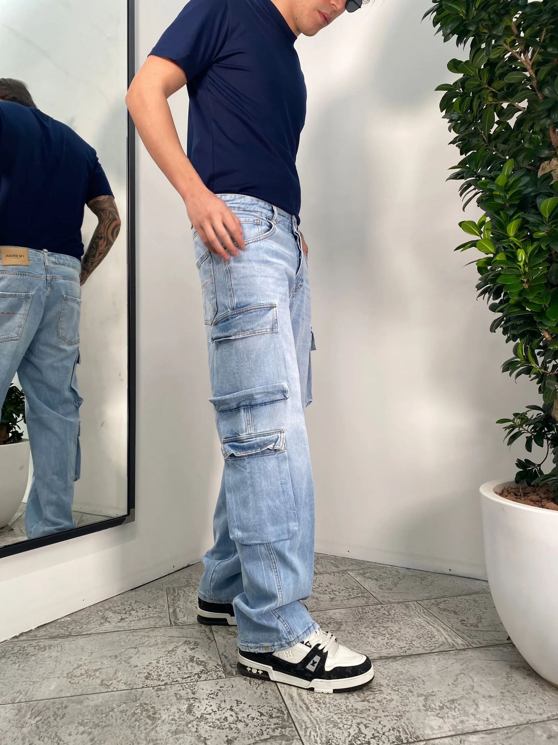 JEANS CARGO IN TELA FISSA CON TASCONI LAVAGGIO CHIARO - RELAXED FIT FRED L11/25 - immagine 3