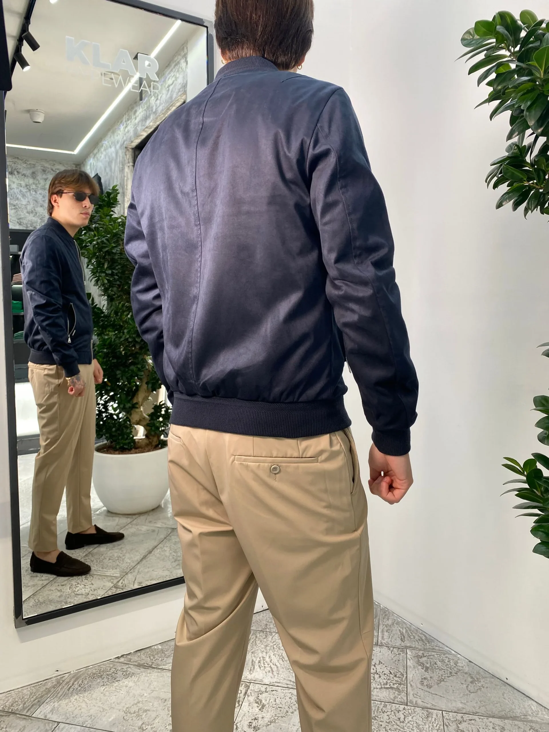 GIUBBINO COLLEGE IN ECOCAMOSCIO CON ELASTICO AL FONDO - REGULAR FIT GL9730-S25.BLU - immagine 7