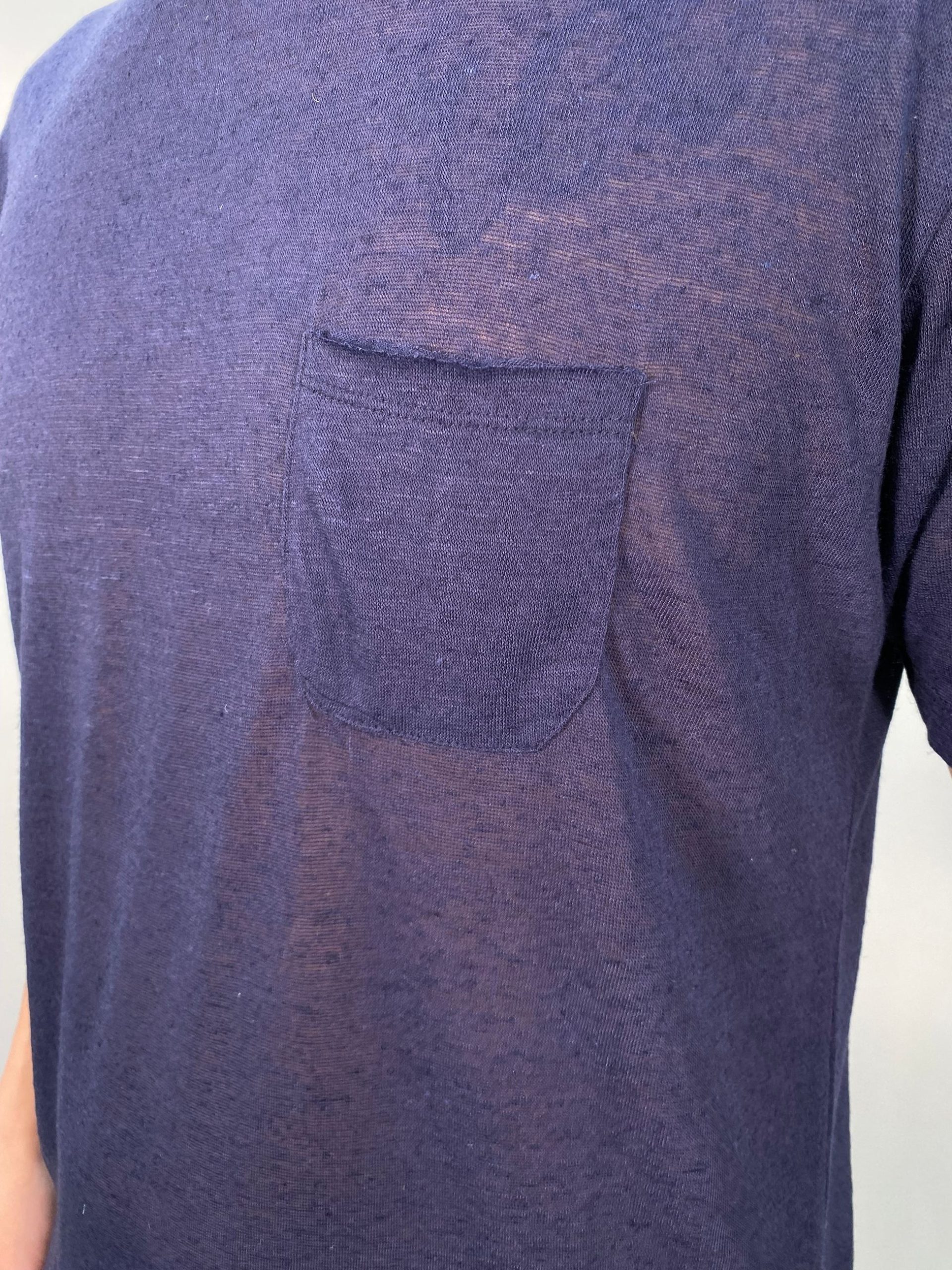 T-SHIRT IN MISTO LINO EFFETTO PUNTINATO CON TASCHINO - REGULAR FIT TE2956SS.BLU - immagine 5