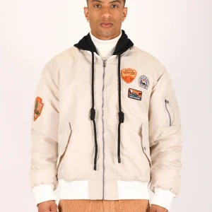 BOMBER FODERATO IN PURO COTONE CON PATCH APPLICATE E MAXI COULISSE E CAPPUCCIO REMOVIBILE - OVER FIT M252282-8