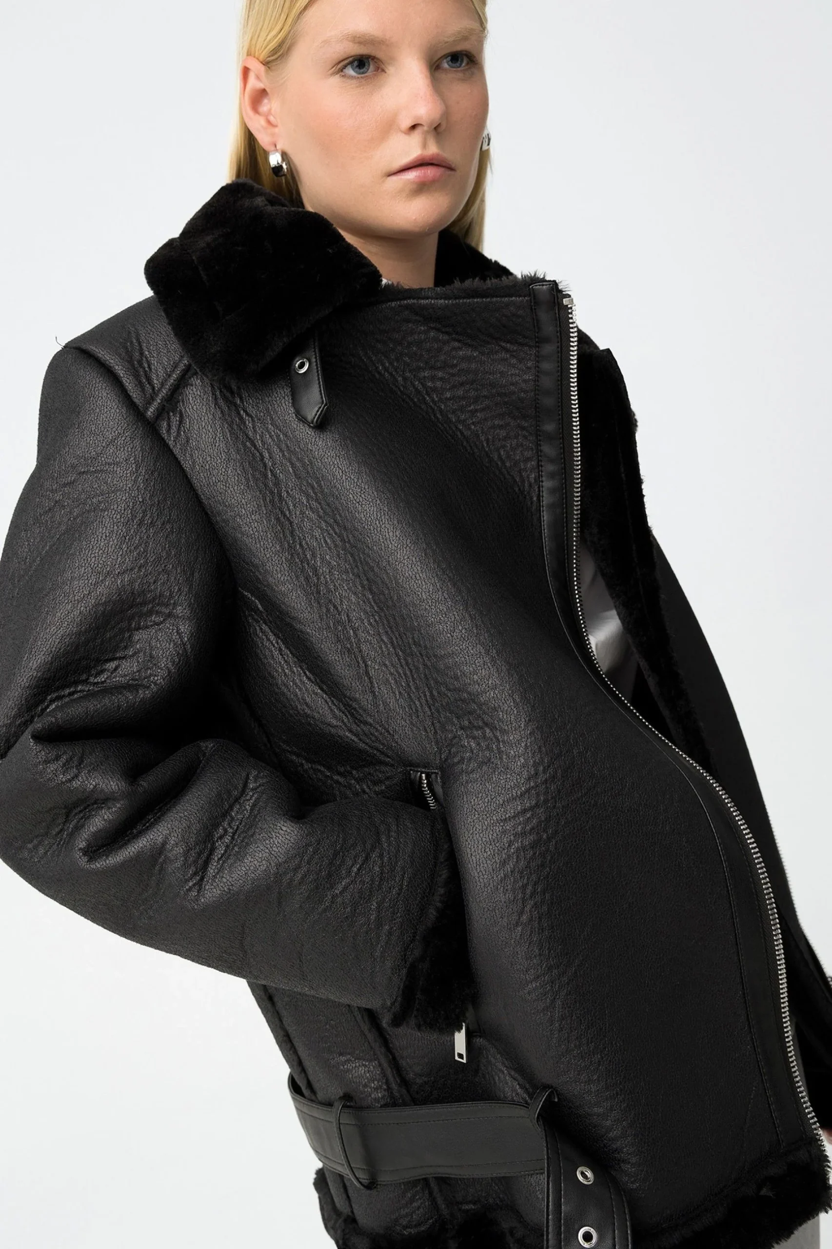 ECOMONTONE GILAO_2 MODELLO CHIODO CON TASCHE ZIP E CINTURA AL FONDO - COMFORT FIT 10062008.NER - immagine 5