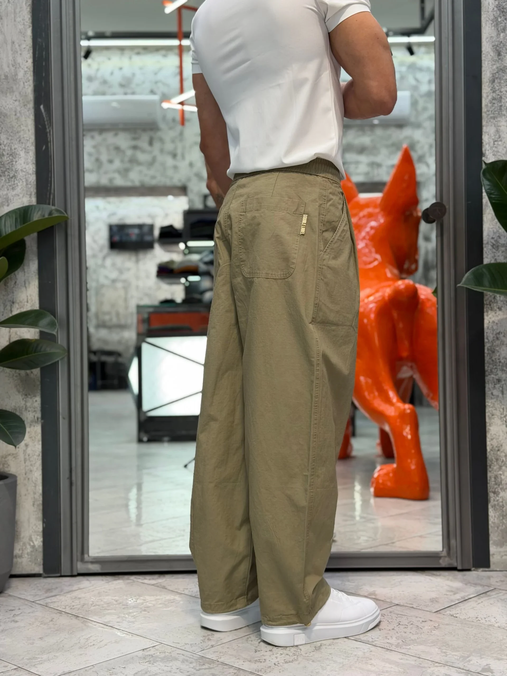 PANTALACCIO IN 100% COTONE MODELLO JAPAN CON PINCE (LACCETTO REGOLABILE AL FONDO) - OVER FIT GLW081G - immagine 5