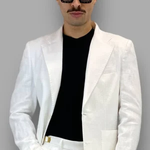 GIACCA MONOPETTO DA ABITO IN 100% LINO CON TASCHE A TOPPA E COLLO REVERS - REGULAR FIT