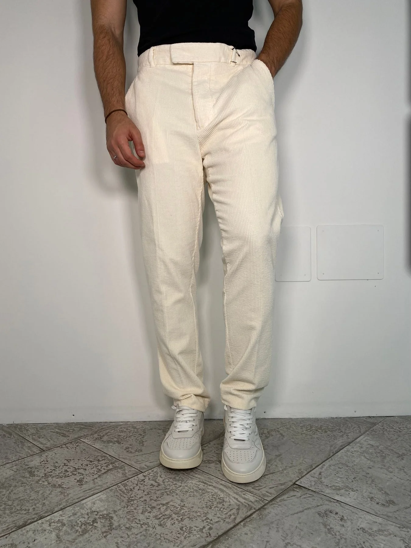 PANTALONE DA COMPLETO TASCA AMERICA IN VELLUTO A COSTE ELASTICIZZATO - COMFORT FIT