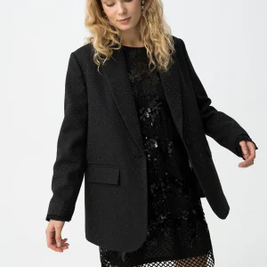 BLAZER AREIA TAGLIO AMPIO CON STRASS E BOTTONI SULLE MANICHE - RELAXED FIT 10065978