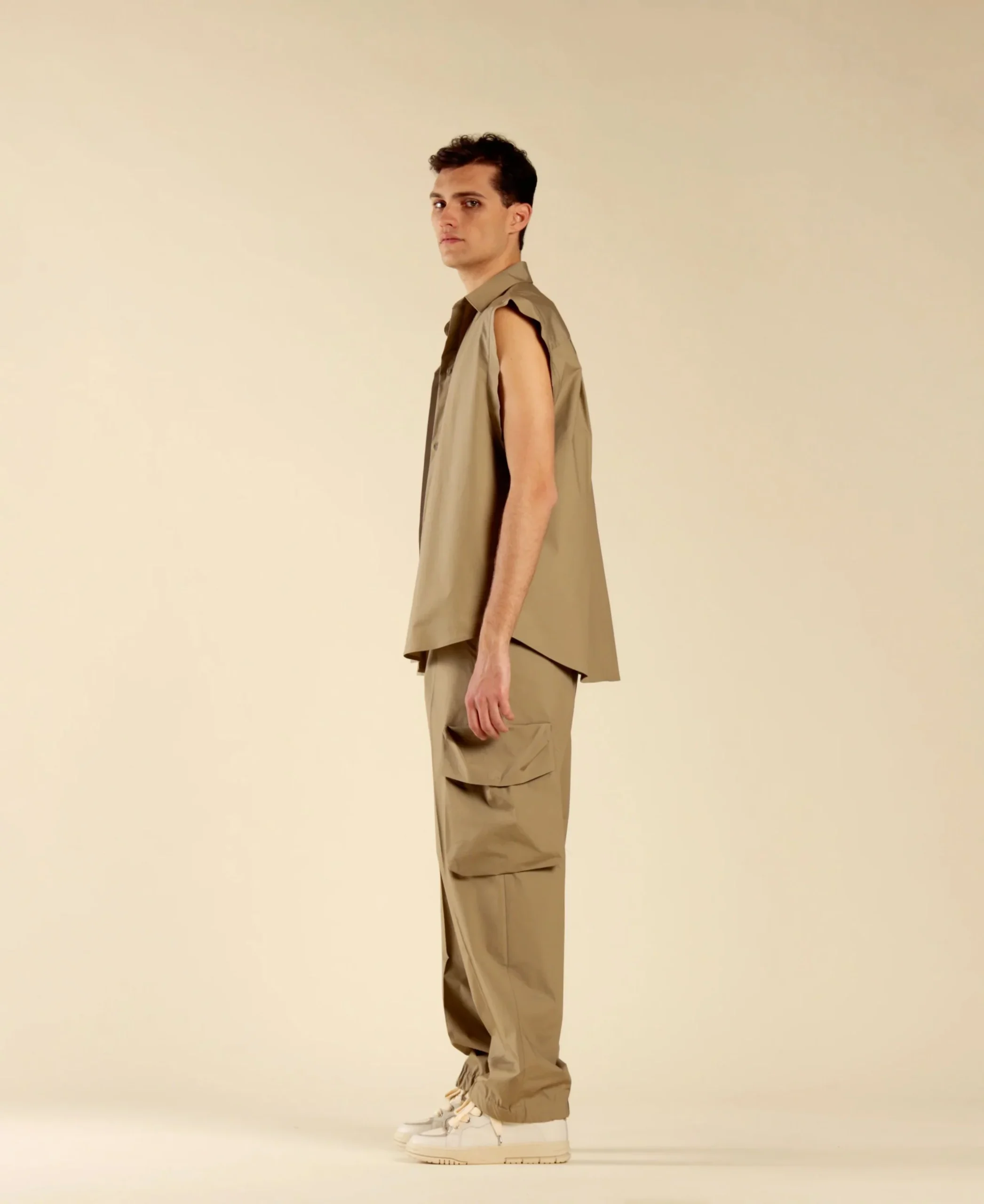 PANTALONE CARGO IN COTONE FONDO AMPIO CON ELASTICO E TASCONI - RELAXED FIT PA3252 - immagine 4