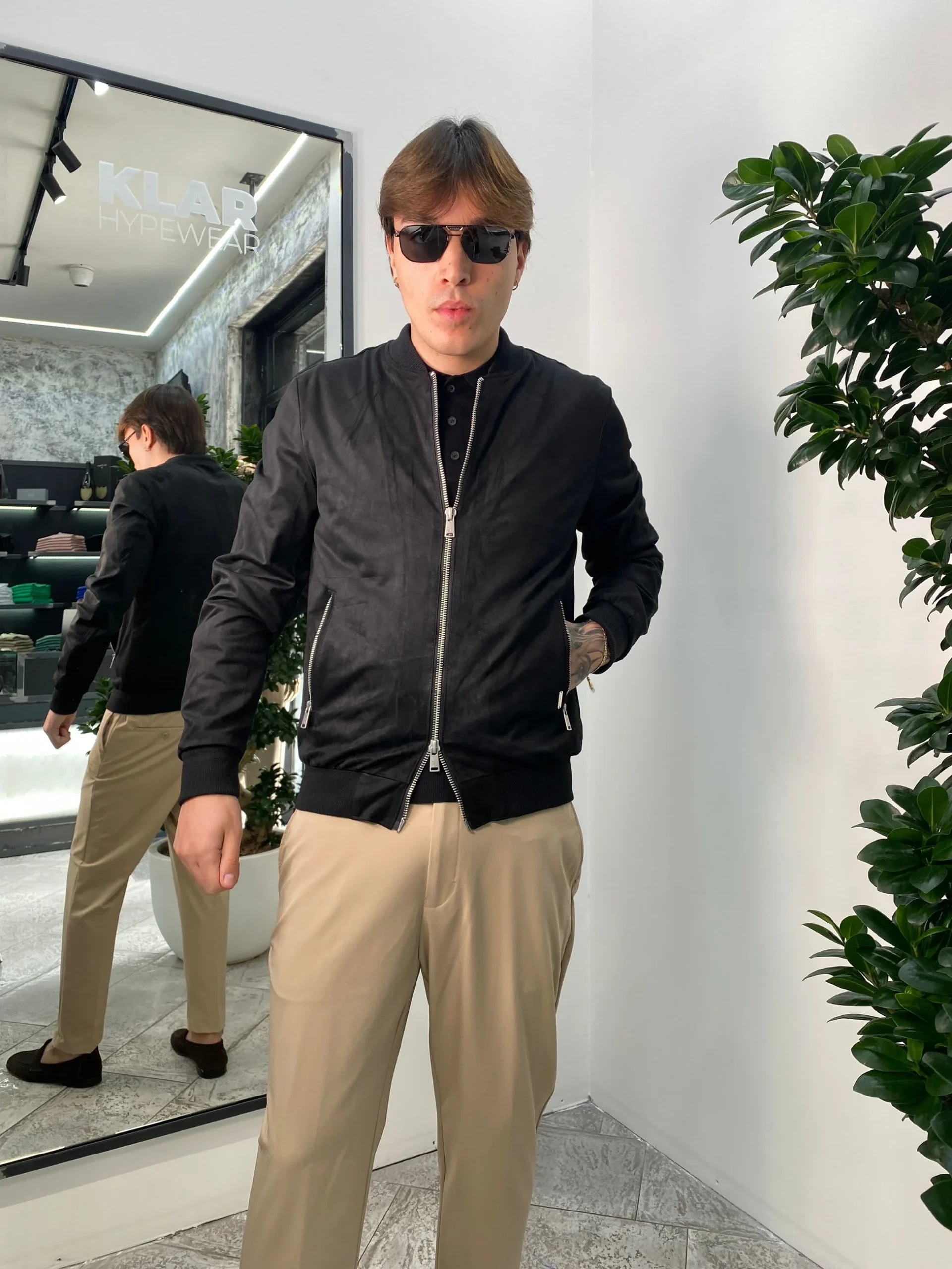 GIUBBINO COLLEGE IN ECOCAMOSCIO CON ELASTICO AL FONDO - REGULAR FIT GL9730-S25.NER - immagine 4