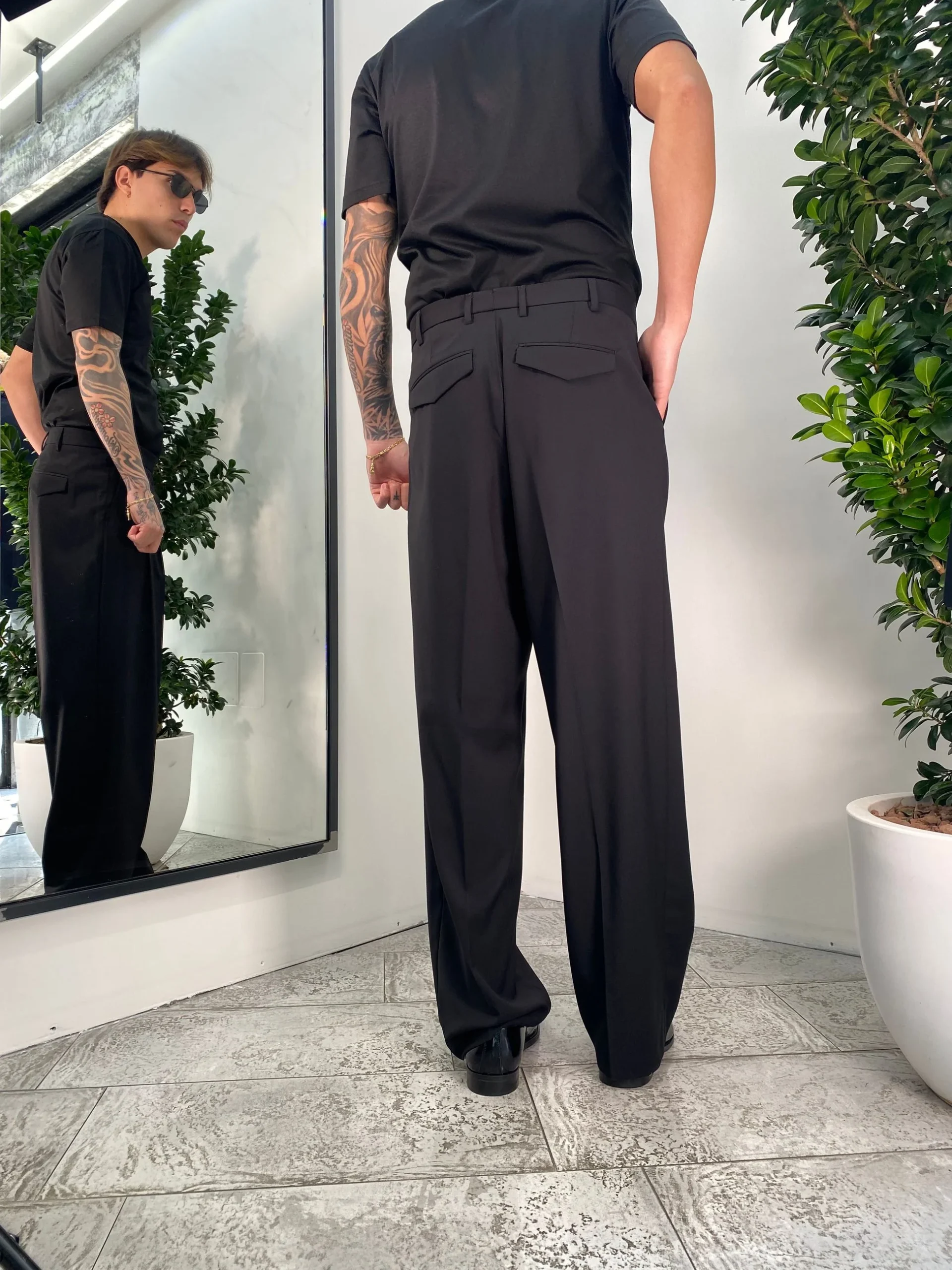 PANTALONE DA COORDINATO FONDO AMPIO CON DOPPIA PINCE - RELAXED FIT PA3261.NER - immagine 4