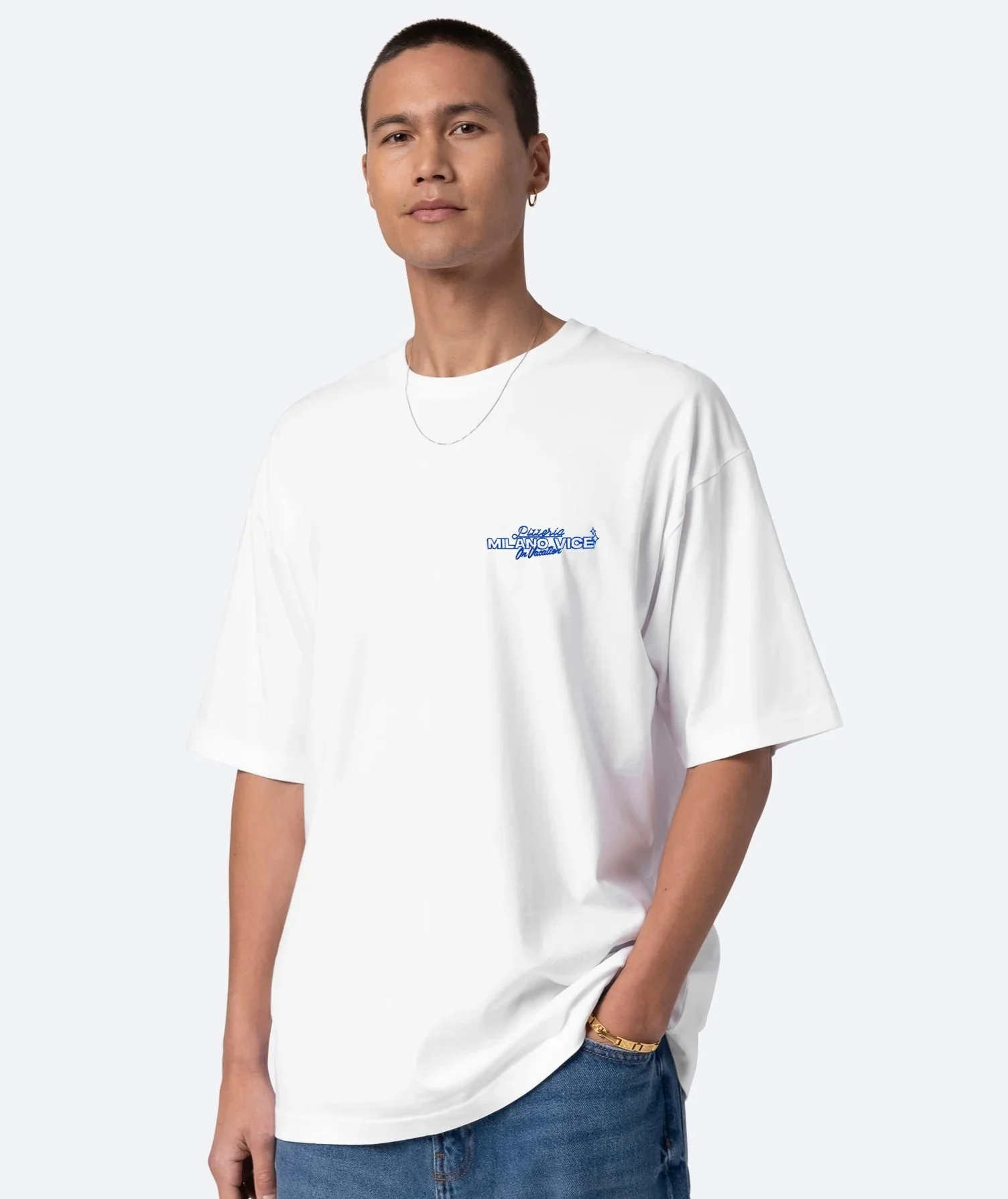 T-SHIRT UNISEX MILANO VICE X ON VACATION WORK SLICE BALANCE - OVERSIZE FIT - immagine 4