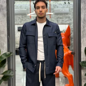 OVERSHIRT DA COMPLETO CON TASCHE A TOPPA E FILO IN LEGGERO DENIM - COMFORT FIT GN21822