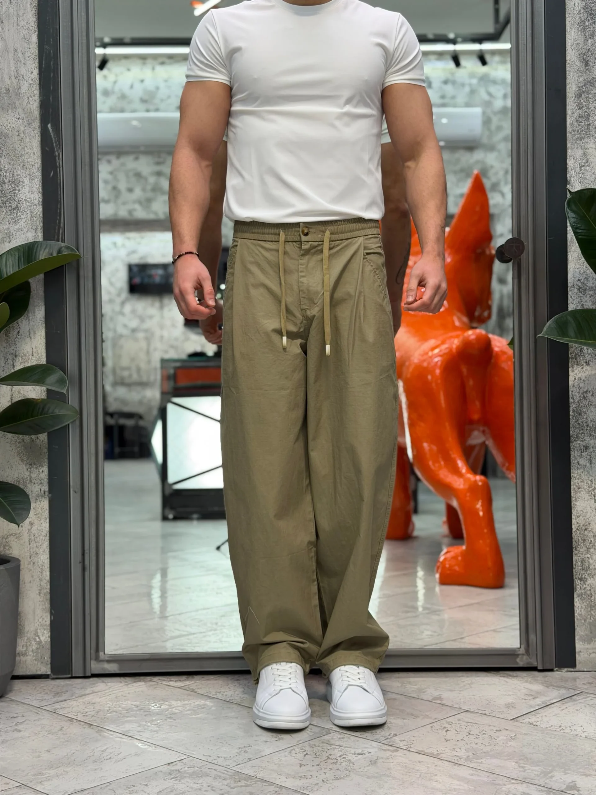 PANTALACCIO IN 100% COTONE MODELLO JAPAN CON PINCE (LACCETTO REGOLABILE AL FONDO) - OVER FIT GLW081G - immagine 2