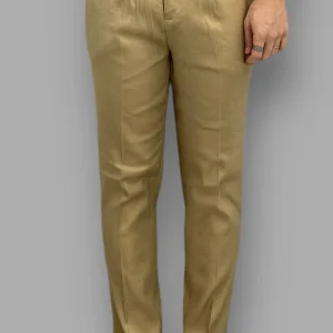 PANTALONE DA ABITO IN MISTO LINO ELASTICIZZATO TASCA AMERICA - REGULAR FIT