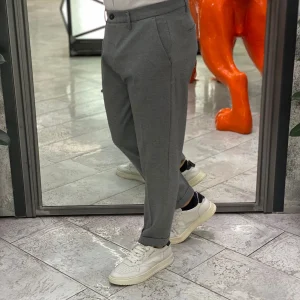 PANTALONE CROPPED IN TESSUTO PUNTO MILANO ELASTICIZZATO CON RISVOLTO - REGULAR FIT MK9950112.GRI