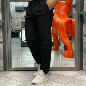 PANTALONE DA COMPLETO IN TESSUTO  ELASTICIZZATO CON PINCE E COULISSE IN VITA - REGULAR FIT PSI1450SS.NER