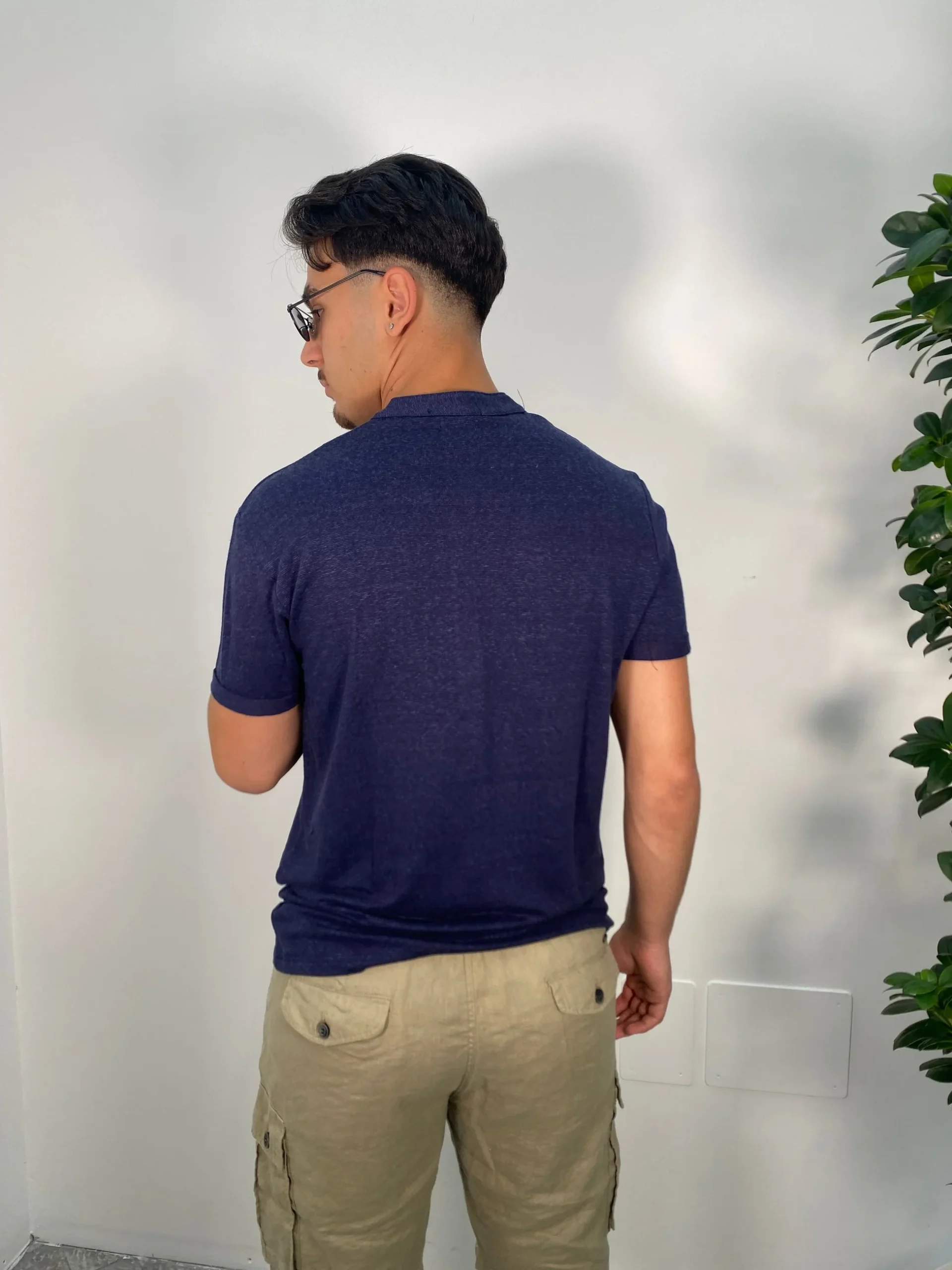 T-SHIRT SERAFINO 4 BOTTONI IN MISTO LINO/VISCOSA - REGULAR FIT GL2277F.BLU - immagine 4